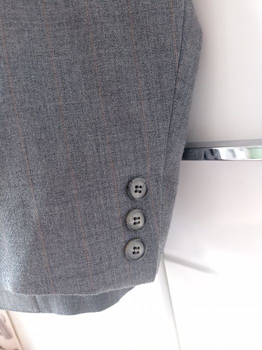 Szary komplet garnitur marynarka spodnie garniturowe XL elegancki frak