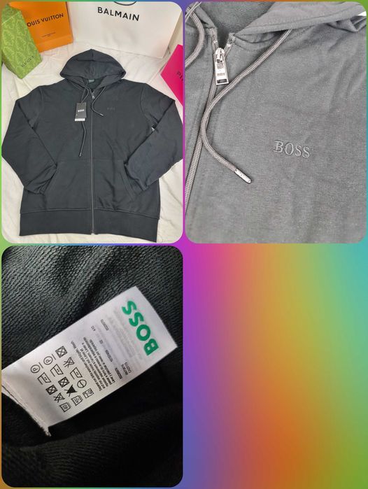 Bluza męska rozpinana kaptur boss maly znaczek hugo