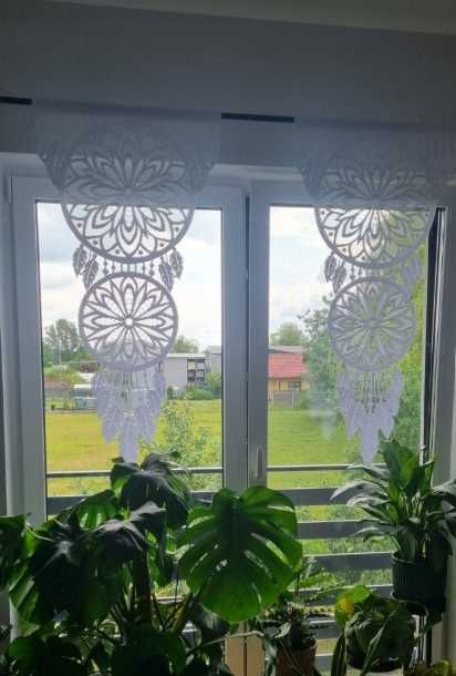 Panele okienne 60x120 cm łapacz snów dekoracja okno 2 sztuki białe