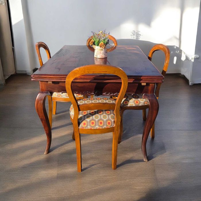 Mesa Jantar Queen Anne 4 Cadeiras