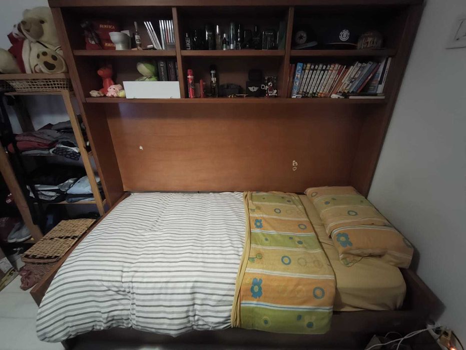 Cama dupla de solteiro com arrumação 1mx2,05m de madeira maciça