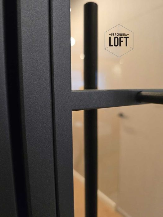Drzwi loft na wymiar stal + szkło | industrialne czarne PREMIUM