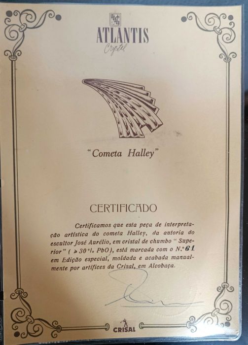 Cometa Halley Cristal Atlantis com Certificado de Autenticidade