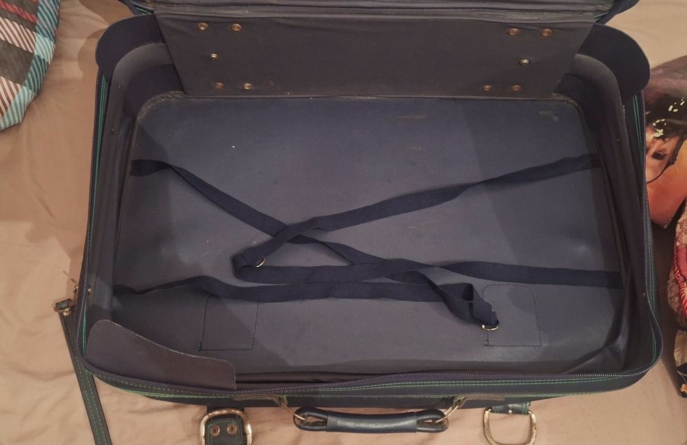 Mala de viagem grande azul e verde