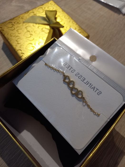 Bransoletka złota serduszka