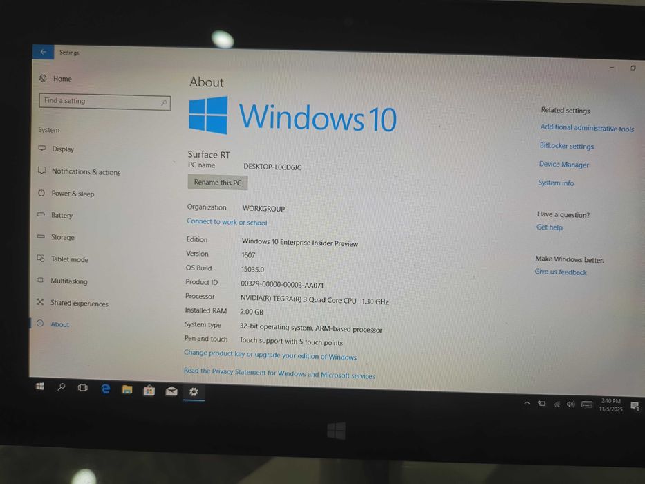 Microsoft surface RT 64 gb