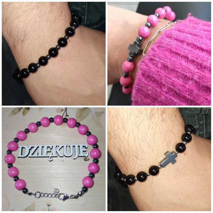 Różaniec na rękę z kamieni,bransoletka, prezent święta,komunia,dziesią