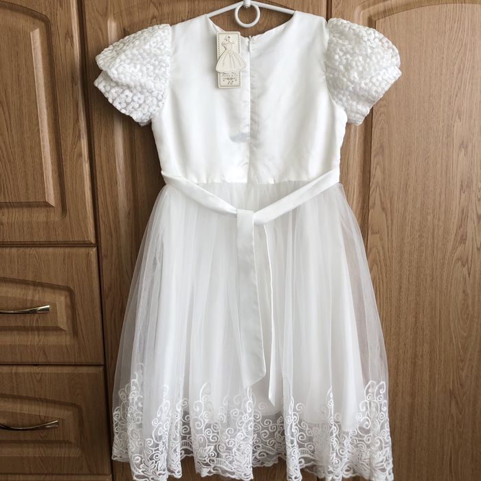Підліткова Біла сукня плаття, 9-11 років, святкова, з рукавом ліхтарик