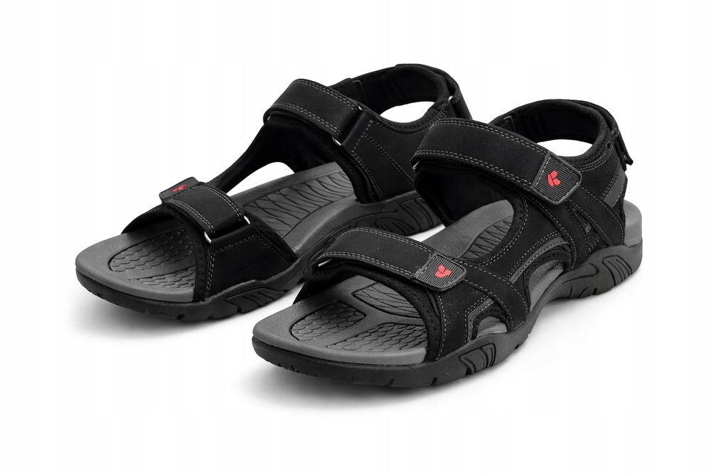 Czarne sandały sportowe męskie na rzepy 42