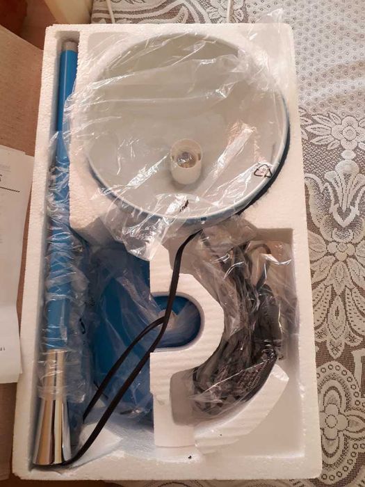 Lampa podłogowa 180 cm metalowa kolor niebieski