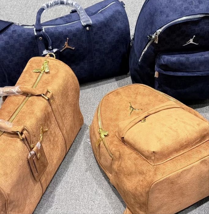 Дорожня сумка Air Jordan Monogram Duffle Bag коричнева замша ОРИГІНАЛ