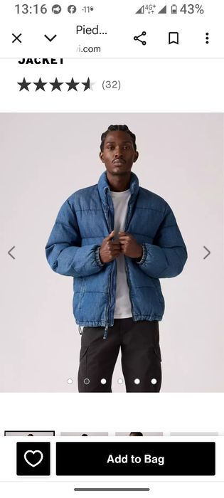 Куртка-пуховик чоловіча фірми Levi's з США