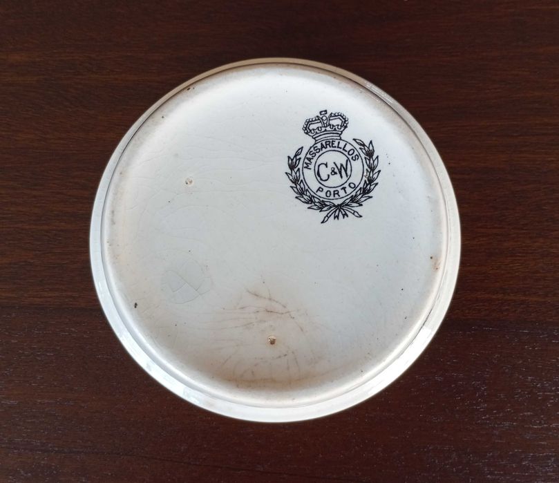 Antiga tigela/taça publicitária Manteiga da Quinta de Fontello em faiança Massarellos Porto