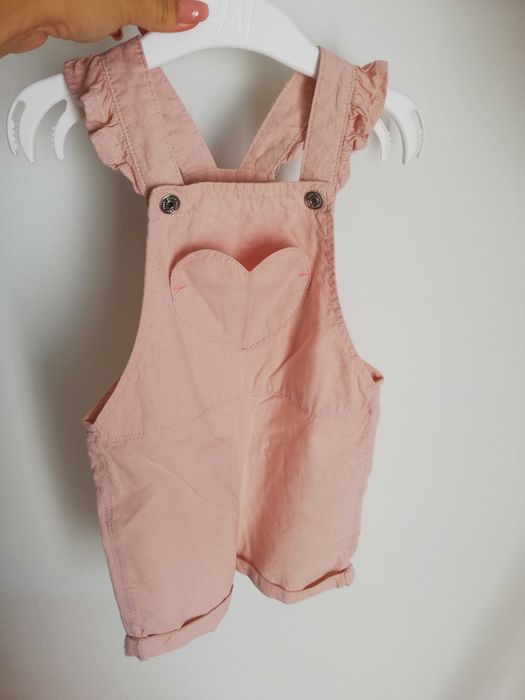 H&M Smyk różowe ogrodniczki zapinane na napy r. 74-80/ 9-12 m