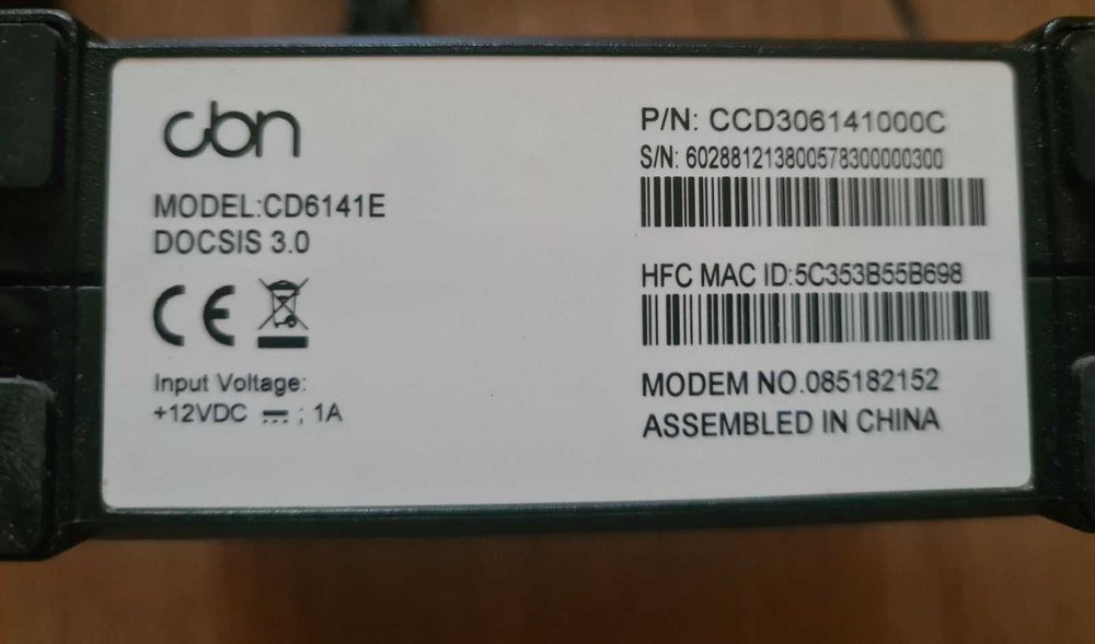 Кабельный модем CBN (COMPAL) CD6141E  DOCSIS 3.0