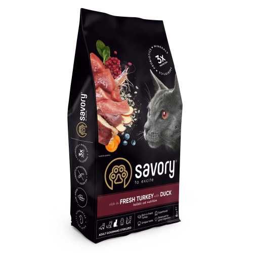 Корм Savory Adult Cat Steril Fresh Turkey Duck стер качка індичка 8кг