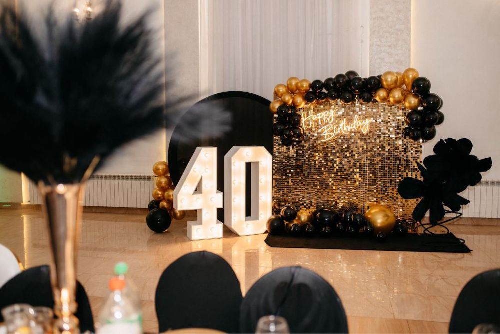 Dekoracje urodzinowe/ Cyfry Led/Neony/ Ścianki Cekinowe/Kwiaty Giganty