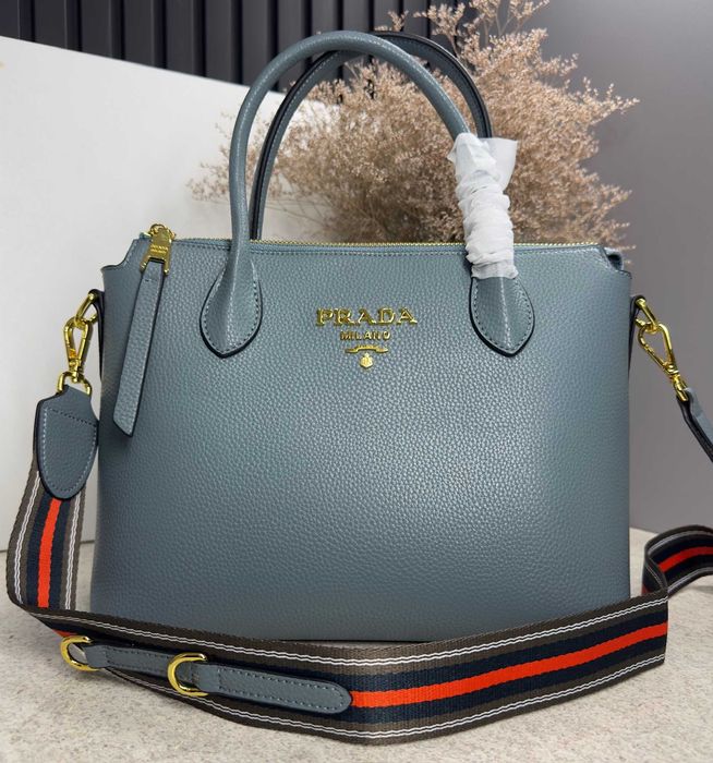 Сумка Prada Saffiano сіро-блакитна шкіра / Женская сумка Прада кожа