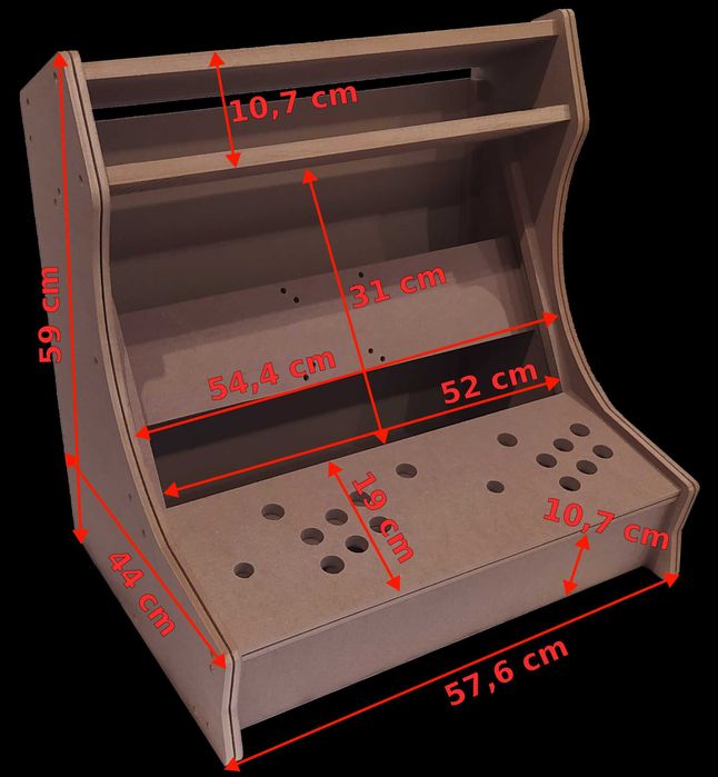 Bartop Arcade do złożenia 22" MDF 16mm automat retro MAME diy obudowa