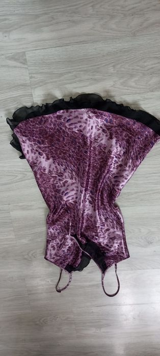 Slip dress sukienka bieliźniana halka fiolet tiul rozcięcie z boku M