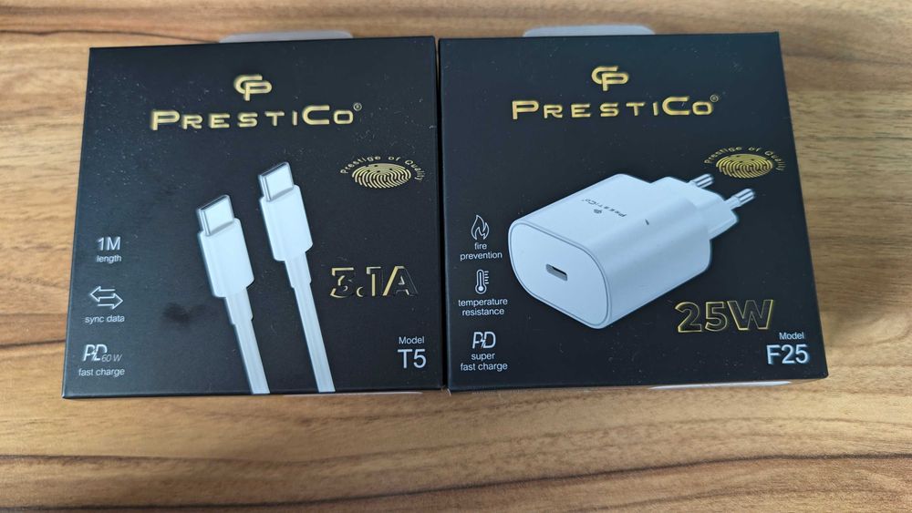 Ładowarka do telefonu USB-C 25W PD + kabel 60W Prestico NOWE GWARANCJA