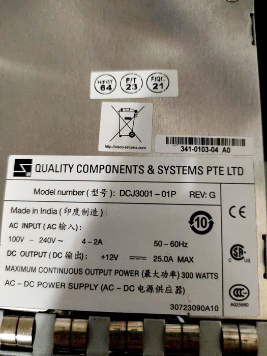 Cisco PWR-C49-300AC 300W PSU Redundant Power Supply