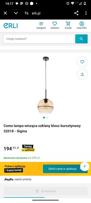 Lampa wisząca z kloszem szklanym