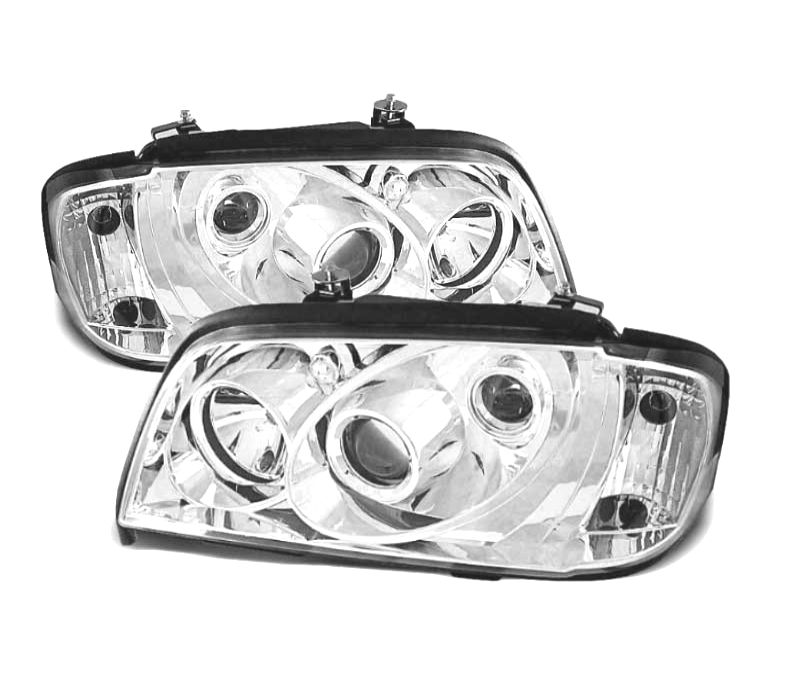 FARÓIS FRONTAIS + PISCAS PARA MERCEDES W202. 93-00 FUNDO CROMADO