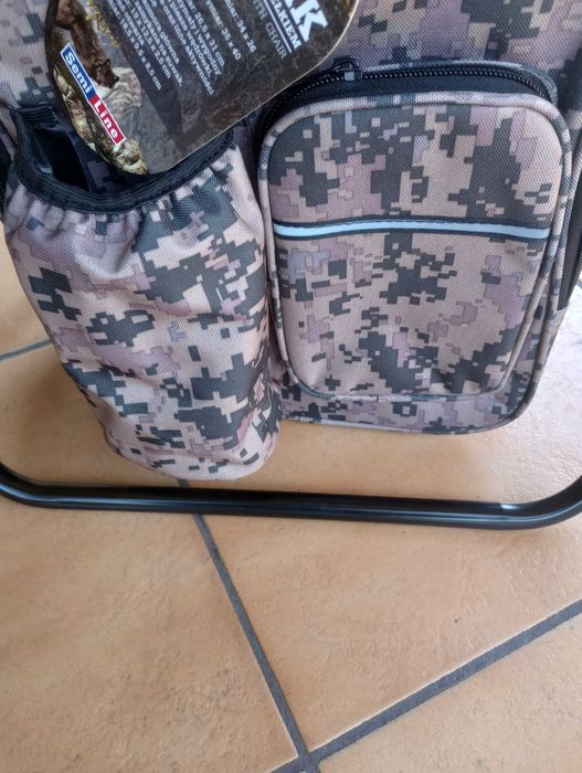 Krzesło Turystyczno-Wędkarskie Z Plecakiem składane 3w1