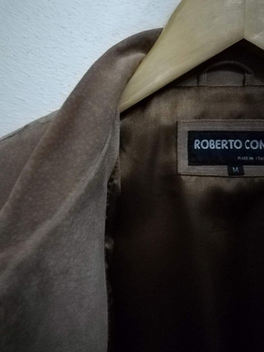 Casaco bege, pele genuína