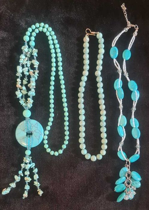 Намисто кольє бусы сотуар ожерелье вінтаж натуральне каміння бірюза