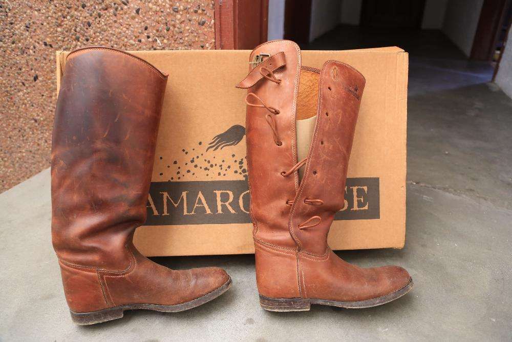 botas em couro verdadeiro para equitação