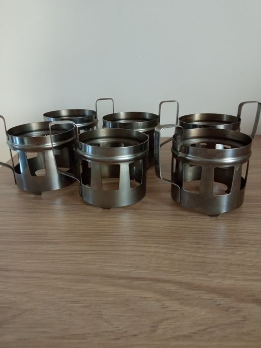 11 szt. koszyczki-uchwyty do szklanek-ze stali PRL