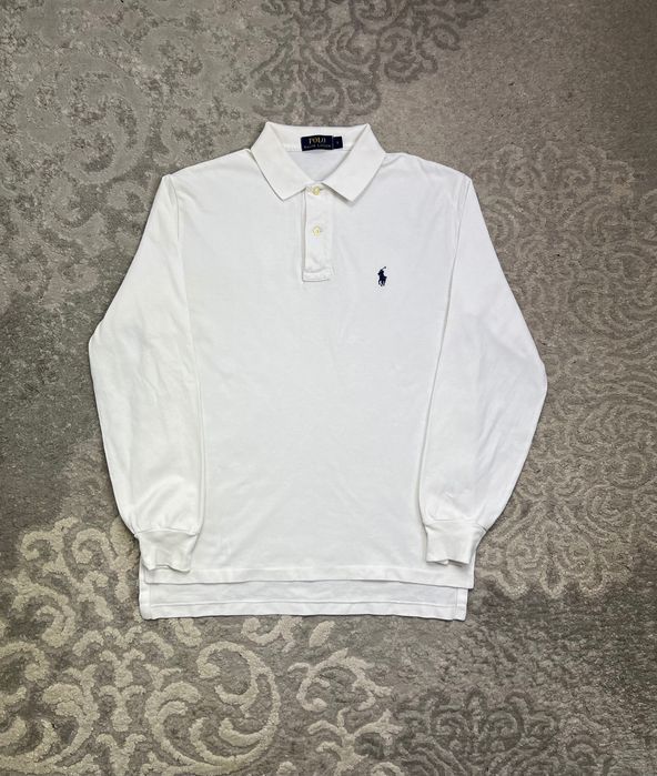 Elegancki Longsleeve Polo Ralph Lauren Biały 100% Bawełna