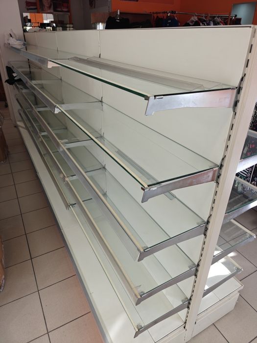 Regały metalowe, szklane  półki