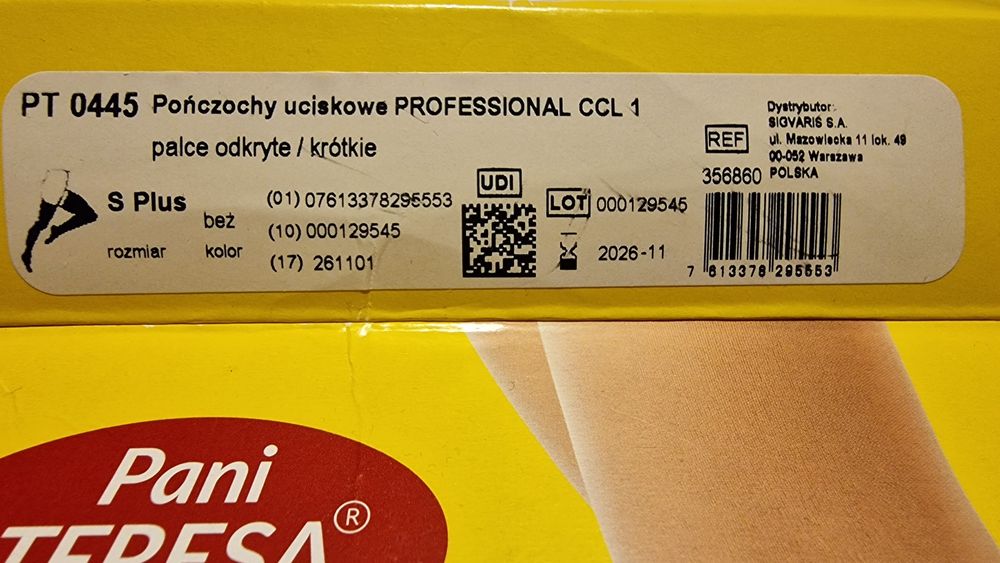 Pończochy uciskowe palce odkryte S plus