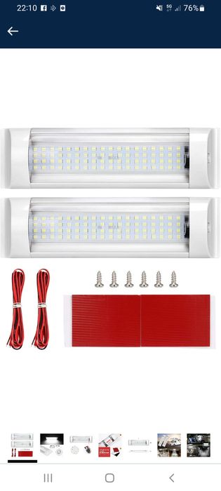 Plafond Led retangular 12V com interruptor (Autocaravana / Campervan)