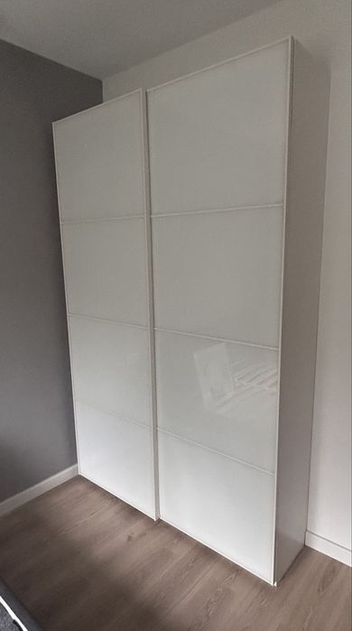 Szafa IKEA Pax drzwi przesuwne białe szkło