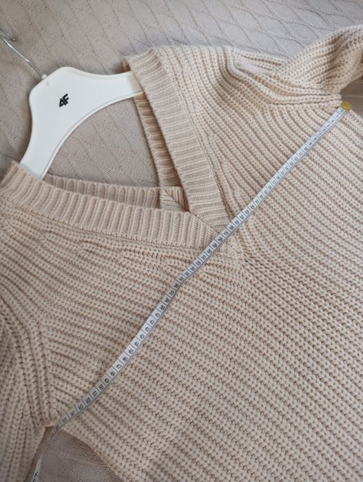 ZARA S-M owersizowy sweter gruby splot kolor ecru