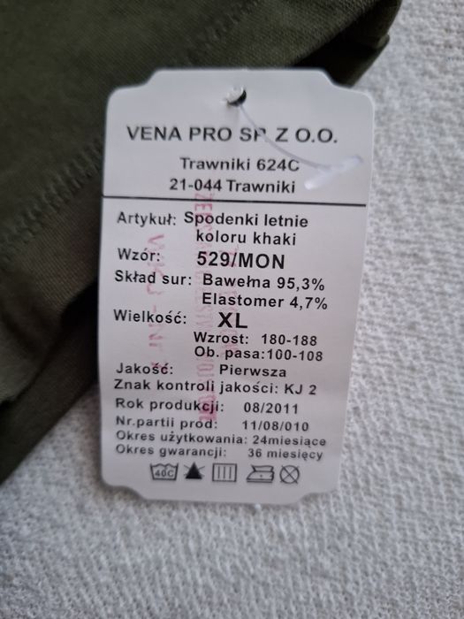 Bokserki wojskowe spodenki WP zielone rozmiar XL nowe.