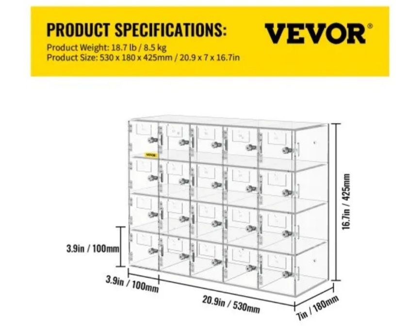 Armário de armazenamento para celular VEVOR, 20 compartimentos