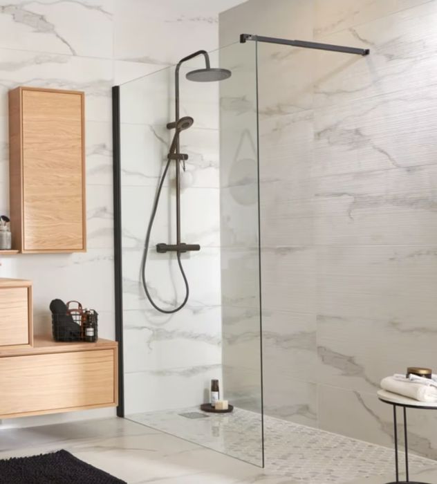 Kabina prysznicowa walk-in GoodHome Beloya 100 cm transparentna/czarna