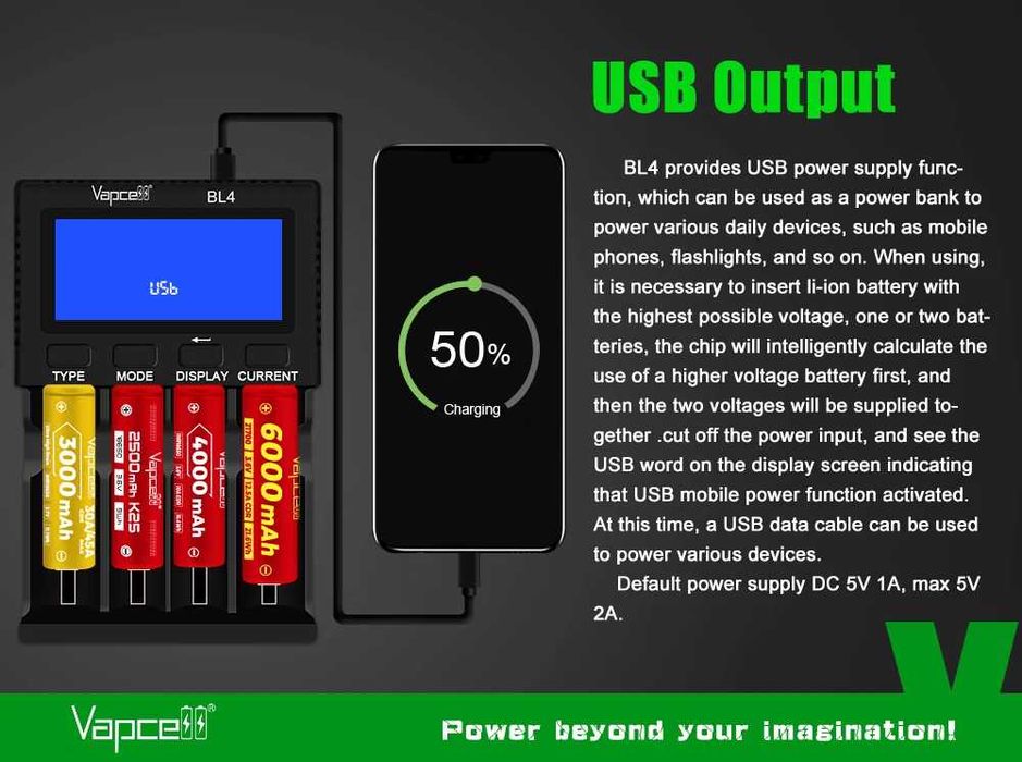 VAPCELL BL4 Зарядний пристрій Гарантія Li-ion 1.5V 3.7V NiMH LiFePO4