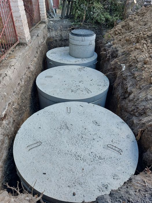 Септик , кольца бетонные ЖБИ, сливная яма. Канализация. Водоснабжение.