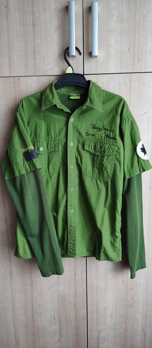 Jeansy ocieplane chłopięce 152 + koszula reporter 152 + longsleev