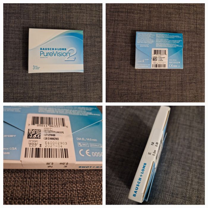 Soczewki Bausch Lomb Pure Vision 2, BC 8.6 mm, moc 0.00, 3 szt, nowe