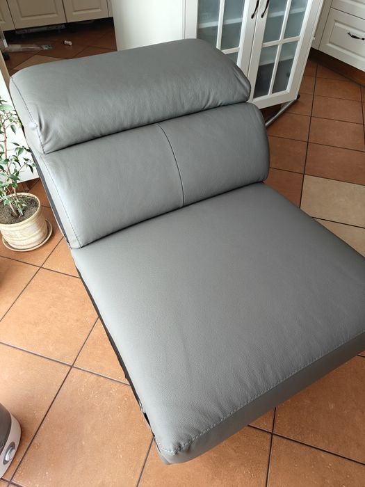 Narożnik skórzany z funkcją relax szary/siwy skóra