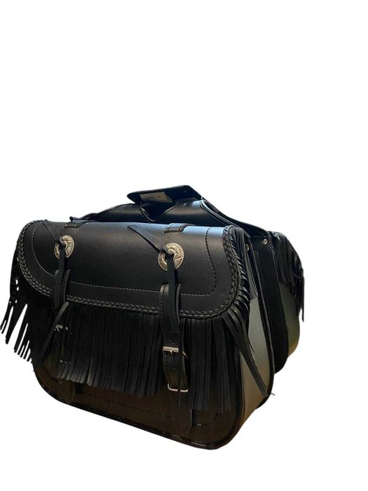 Nowa Sakwy Boczne Skórzane frędzle Czoper Chopper Skóra Vintage