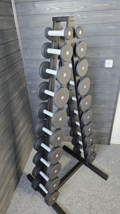 Гантельний ряд BLACK від 1 до 10 кг зі стійкою в комплекті. 110 кг