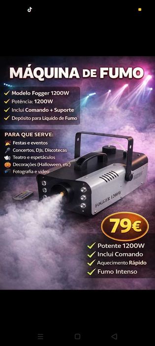 Máquina de fumo 89€. Oportunidades